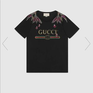 Oversize embroidered T-shirt with Gucci logo